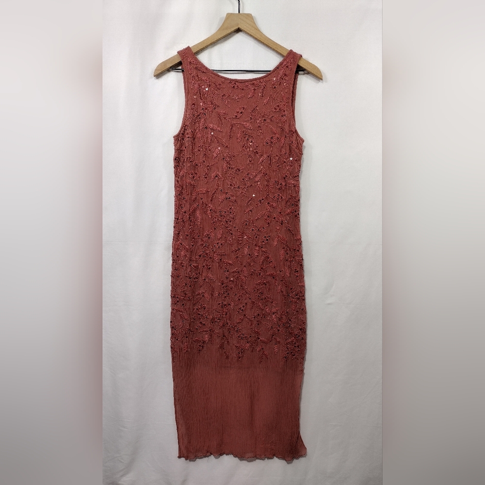 Vintage Sundance Embroidered Floral Dress Women's XS Orange Boho Retro 90s Y2K